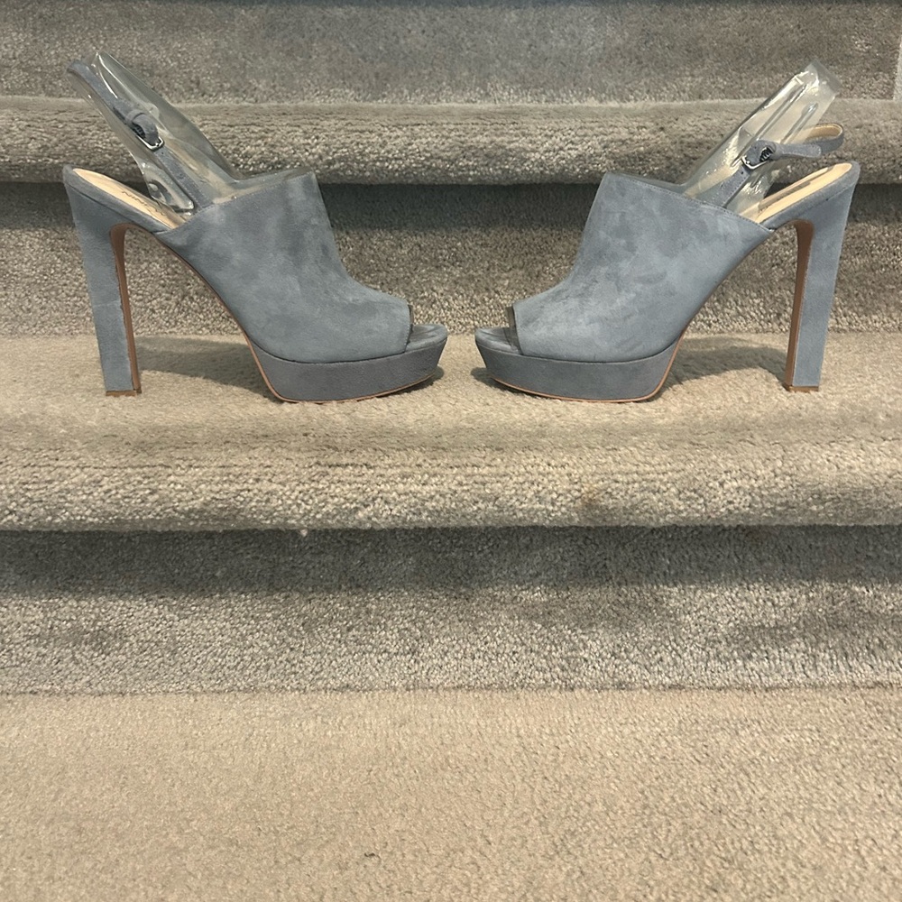 Nine West Blue/gray suede Slingback 4 inch heels - Picture 6 of 8